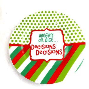 Clay Art Santa's Christmas Ceramic Cookie Plate  Naughty or Nice